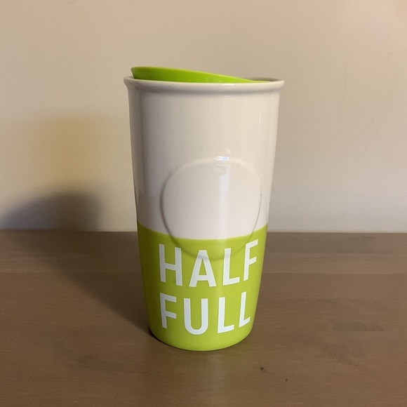 Starbucks “Dot Collection” Half Full Green and White Ceramic To Go Mug - Picture 2 of 8